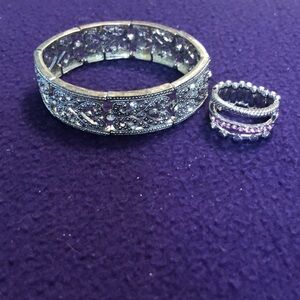 Elegant Silver and Purple Jewelry Set